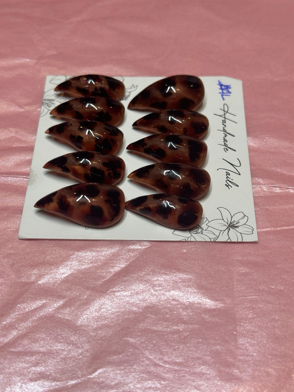 Tortoise Claws handmade press-on nails angled view