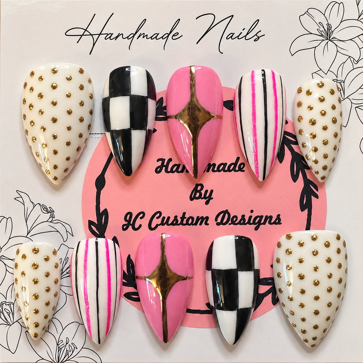 Close-up of Voltage Glamour press-on nail set