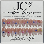 Close-up of Wildflower French — 24-Piece Short Almond press-on nail set